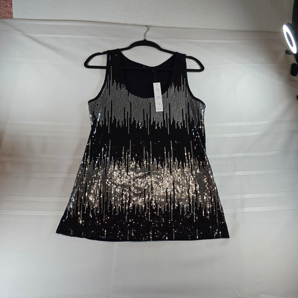 Vintage Christine Gerard black and silver sequin tank top/tunic